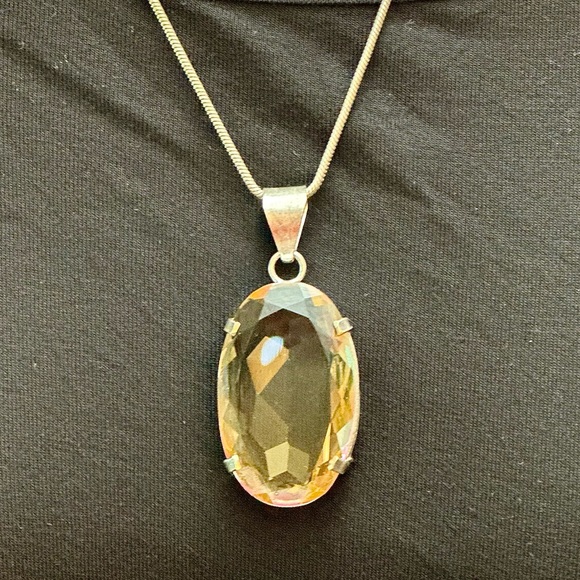 Large Peach Tourmaline Pendant Necklace - Picture 5 of 10
